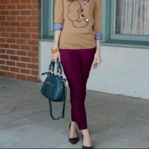 J. Crew Women's Frankie Pants Stretch Purple Zip
